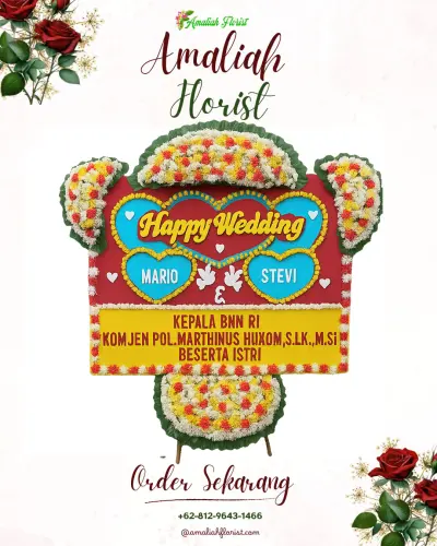 Karangan Papan Bunga Pernikahan di Kebogadung